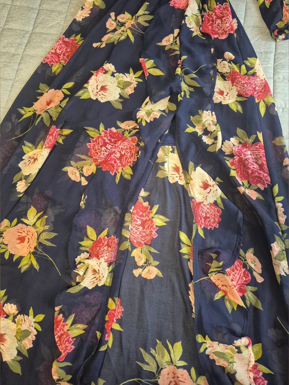 Navy Floral Wrap Maxi Dress - Picture 13 of 15